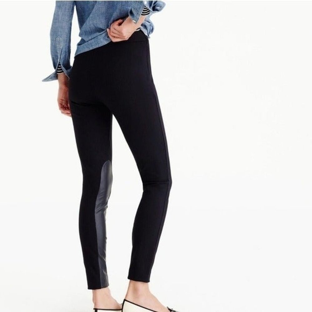 J. Crew Pixie Jodhpur Pant with Leather, Black, Size 2